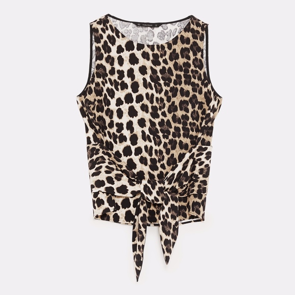 Zara Leopard tie-front top NWT - Picture 1 of 3